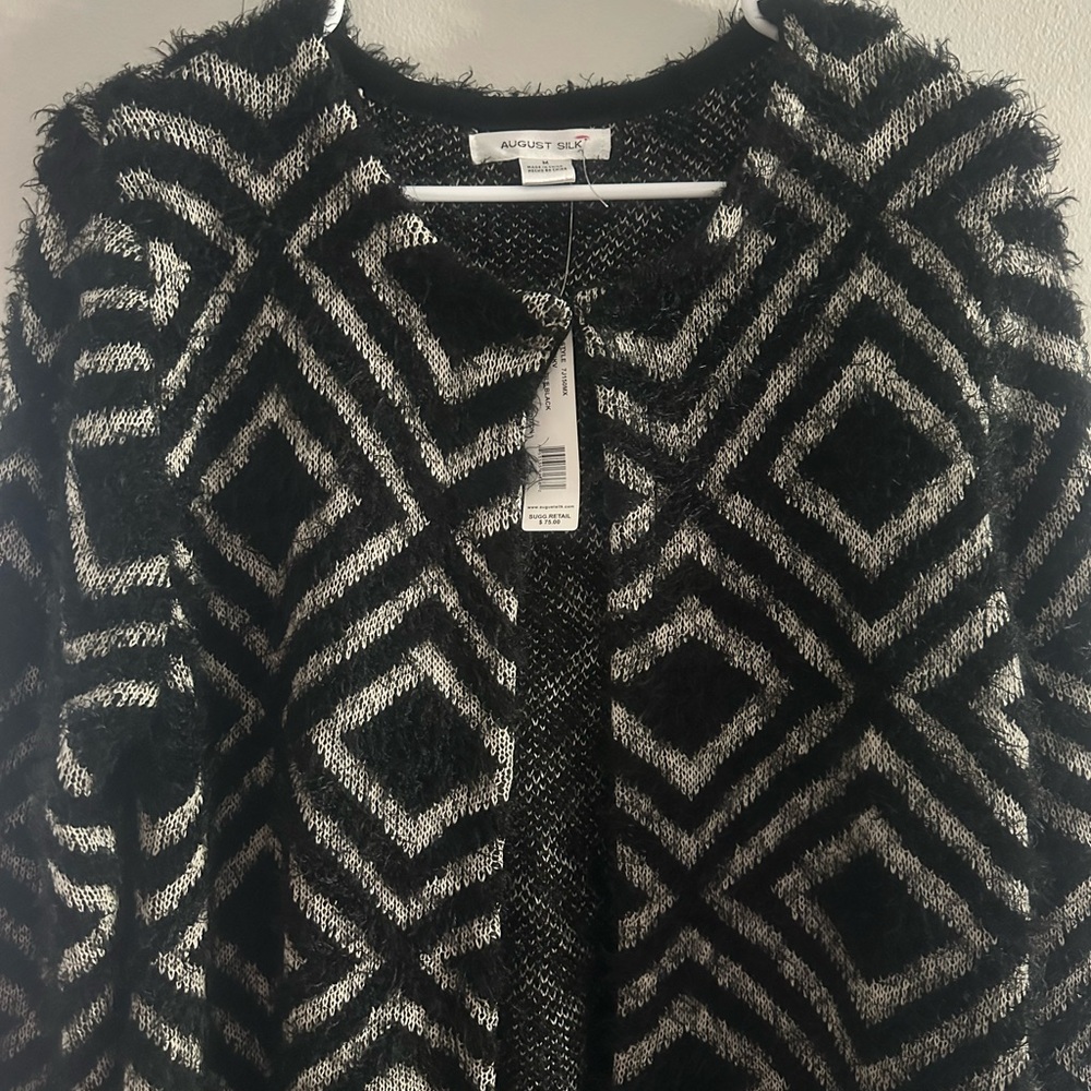 August Silk Monochrome Diamond Pattern Cardigan N… - image 1